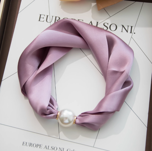 Ease and Peace Stillness Silk Pearl Magnetic Scarf Lilac Mist
