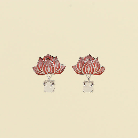 Lotus Enlightenment Enamel & Jade Earrings