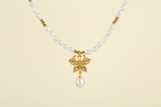 Transformation with Glow Butterfly Pearl Necklace