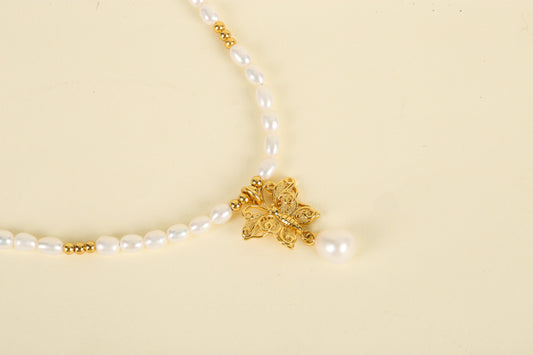 Transformation with Glow Butterfly Pearl Necklace