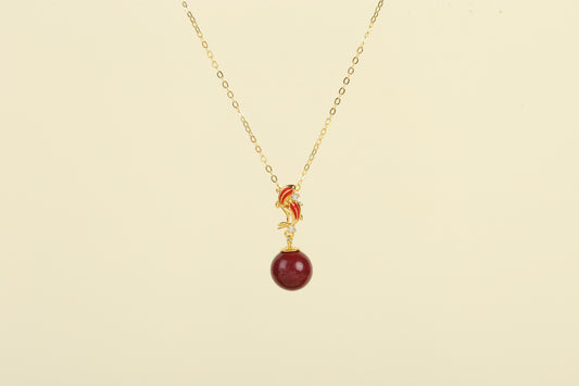 Koi Luck Cinnabar Necklace